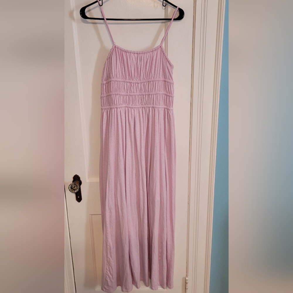 American Eagle Smocked Cotton Pink Blush Sundress Maxi Dress, Large